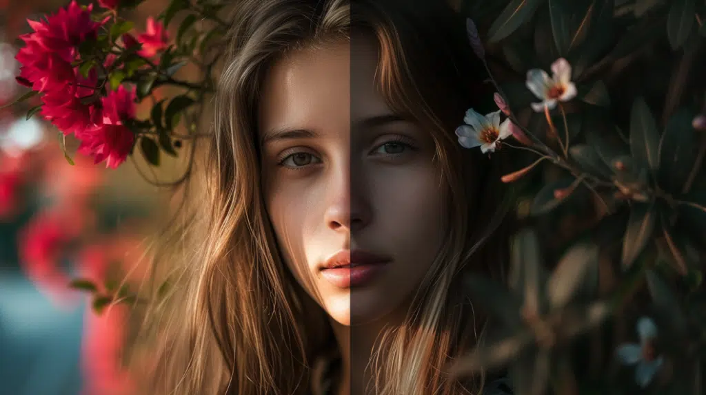 girl headshot with flowers