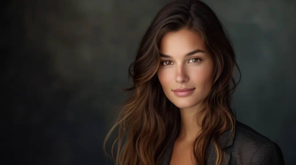 woman headshot in dark background