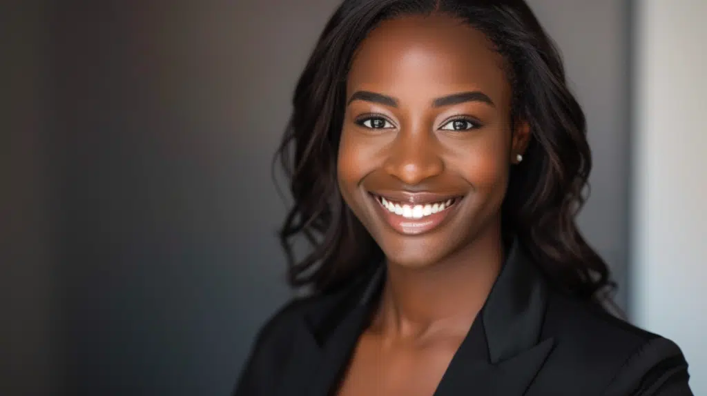 woman headshot in gray background